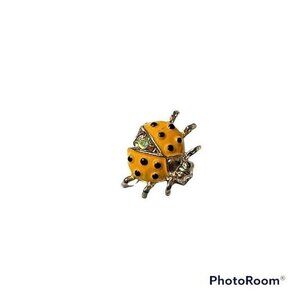 Vintage Enameled Yellow Ladybug Pin Brooch